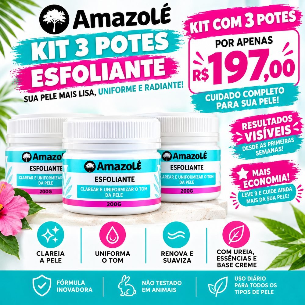Kit com 3 potes do Esfoliante Amazolé 200g