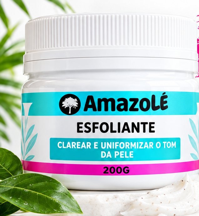 Pote do Esfoliante Amazolé 200g com textura do produto